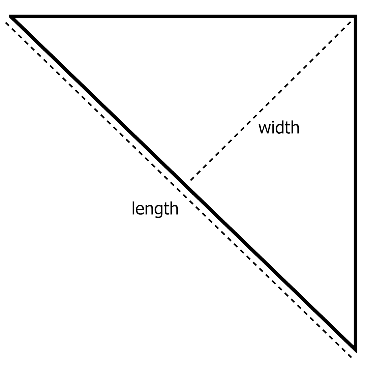 corner prism aquarium top view showing the length and width dimensions