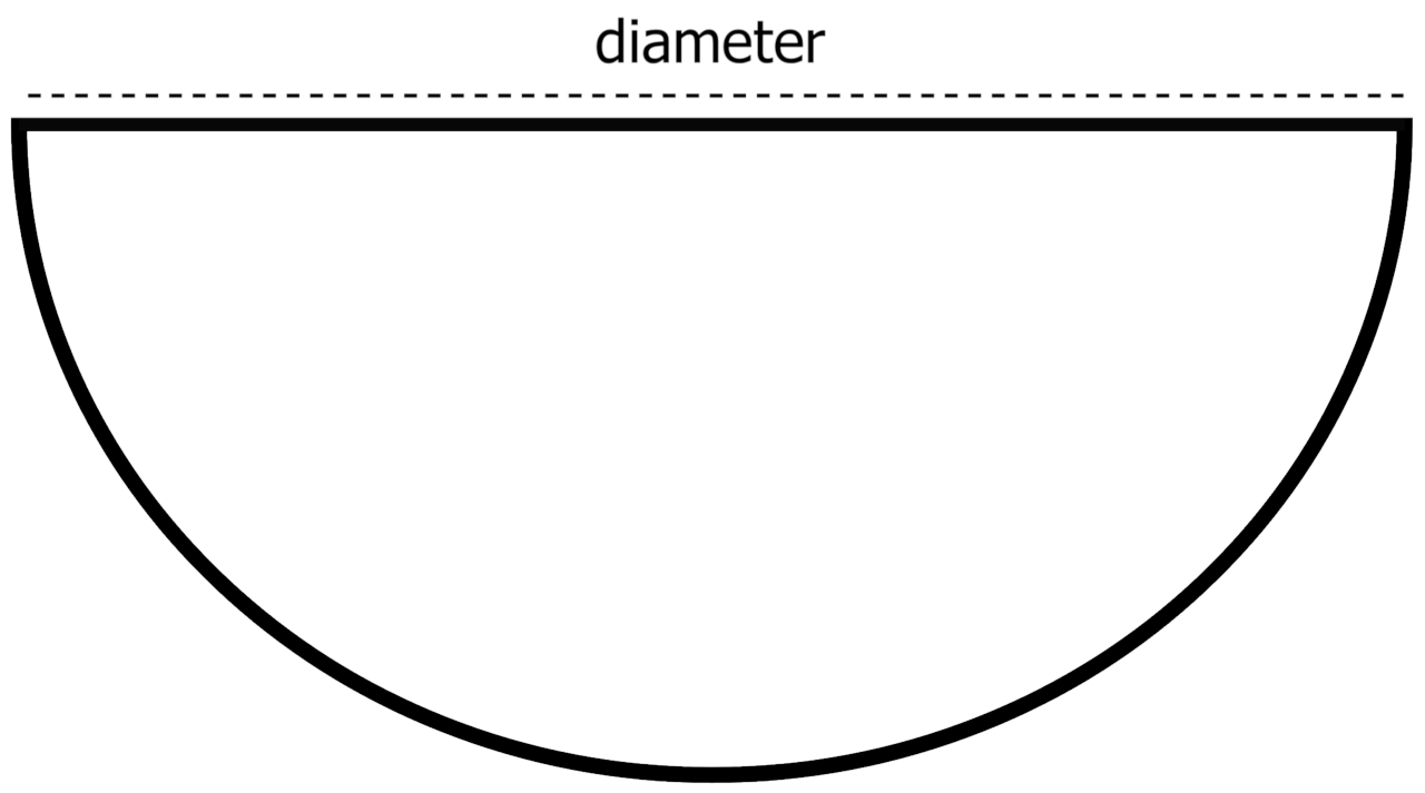 flat-back cylinder aquarium top view showing the diameter dimension