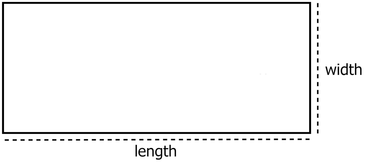 rectangular aquarium top view showing length and width dimensions