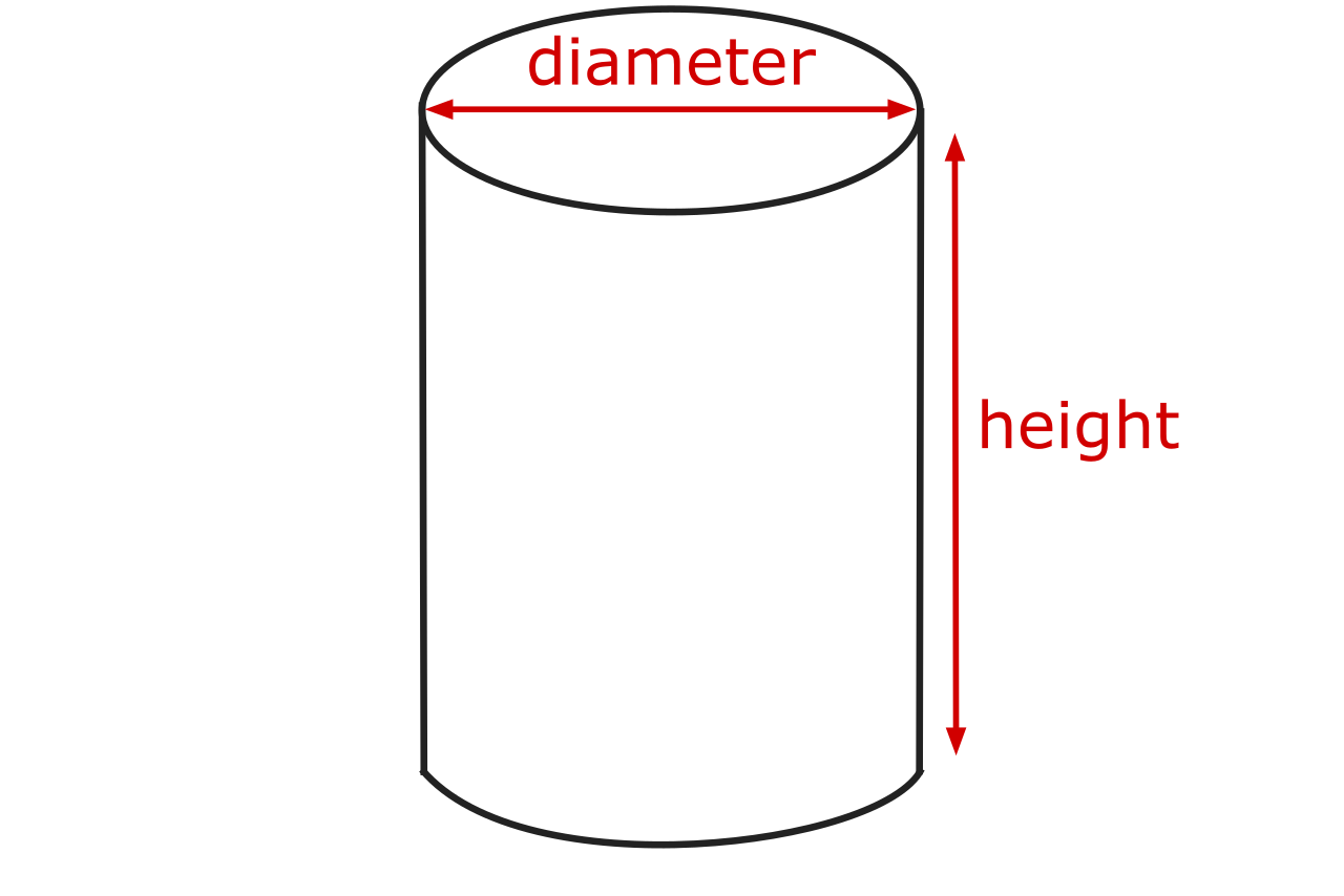 Diagram of a concrete column showing the diameter and height dimensions