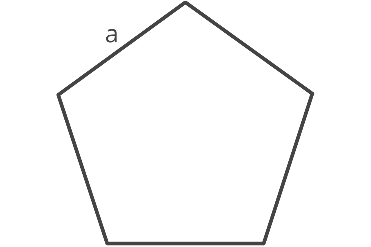 Diagram of a pentagon showing a = edge length