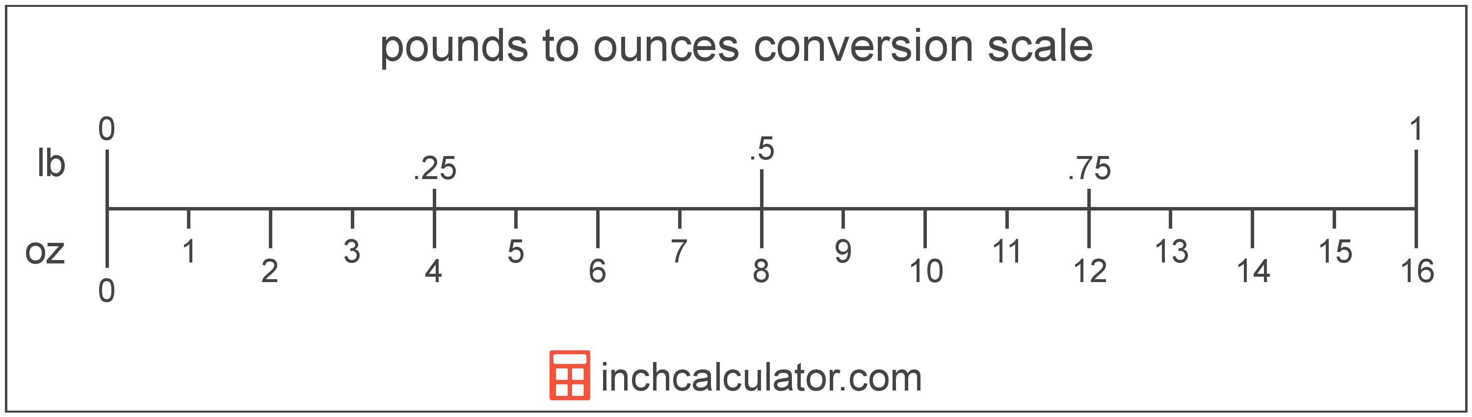 conversion scale showing ounces and equivalent pounds weight values