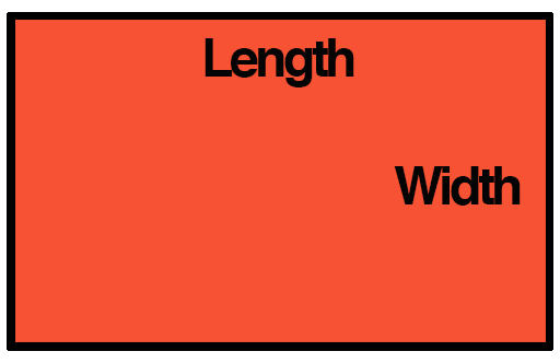 drawing showing the measurements of a rectangle needed to find square footage
