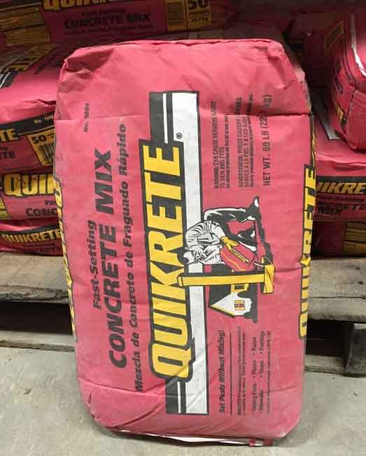 Bags of concrete can be used to fill post holes