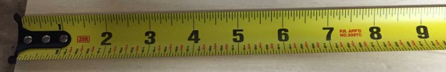 The DeWalt DWHT33373 tape measure has a 1 1/8" wide blade with a 10' standout