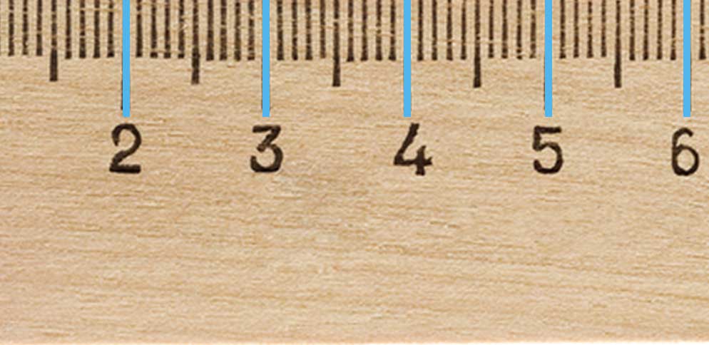 The larger ticks on a metric ruler represent centimeters