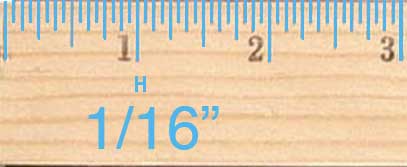 The smallest ticks on a ruler are the sixteenth-inch ticks