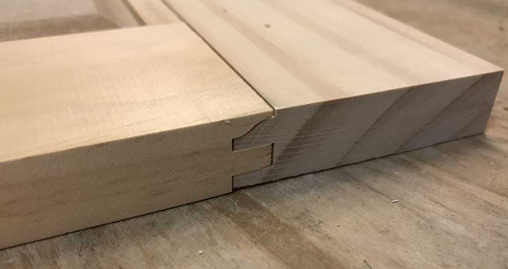 matching profiles from corresponding router bits offer a near perfect joint for cabinet door rails and stiles