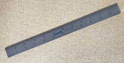 12" steel rule with inch markings going in both directions