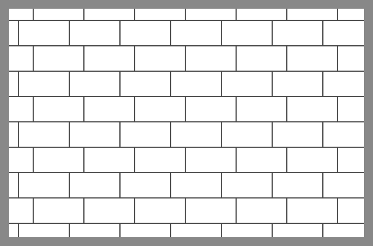 Tile layout using the 3/4 running bond pattern