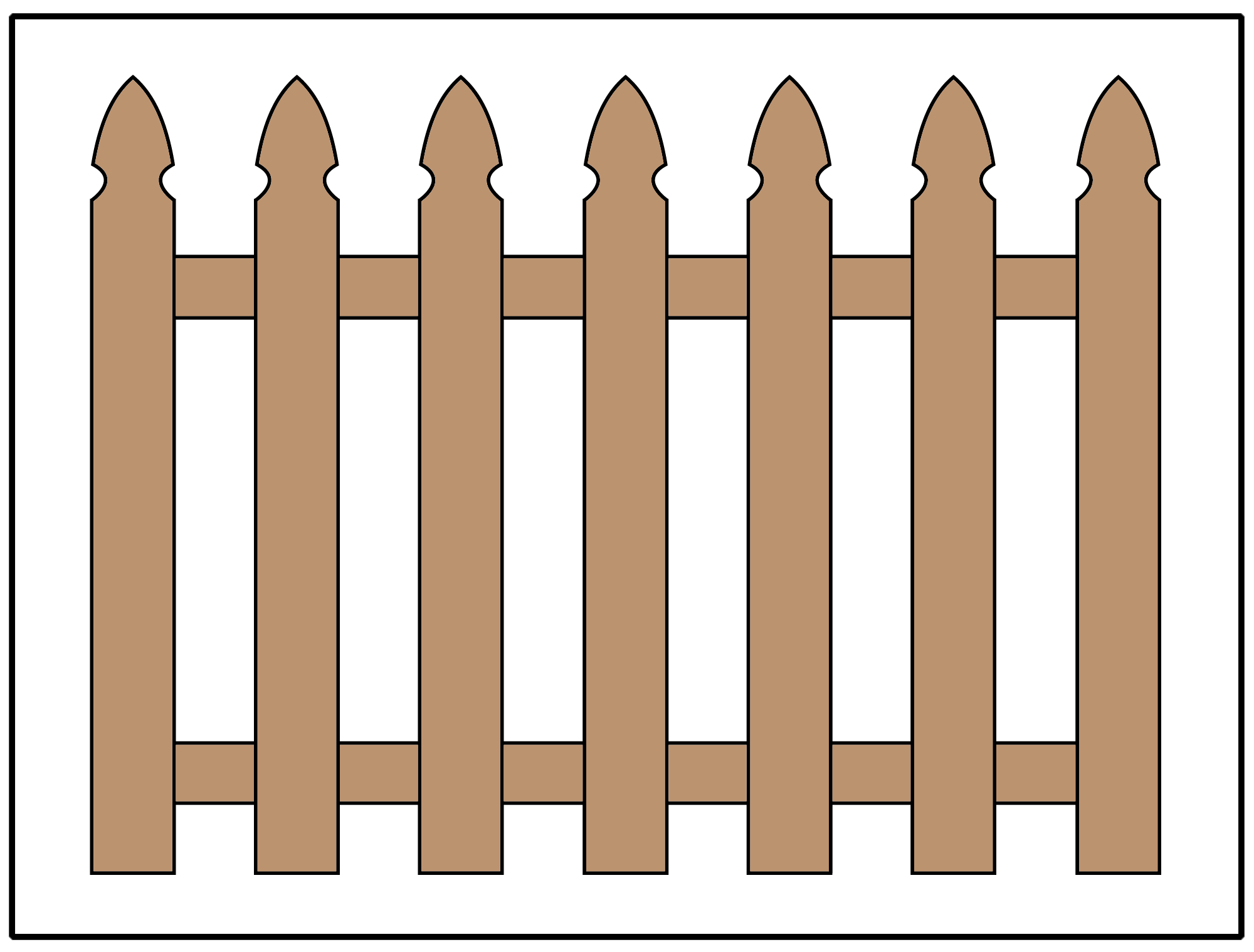 Illustration of a picket fence design using gothic pickets