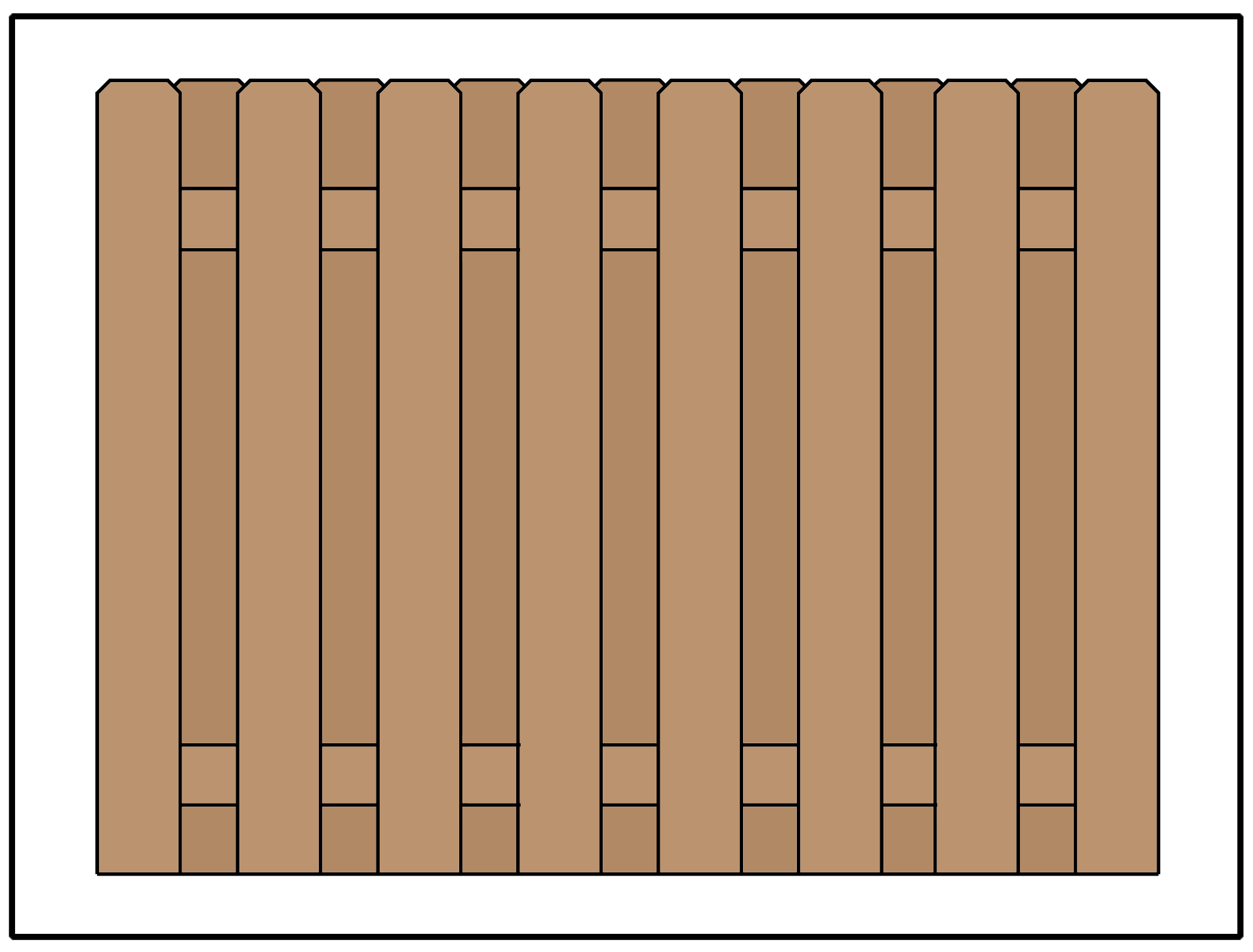 Illustration of a shadowbox style privacy fence