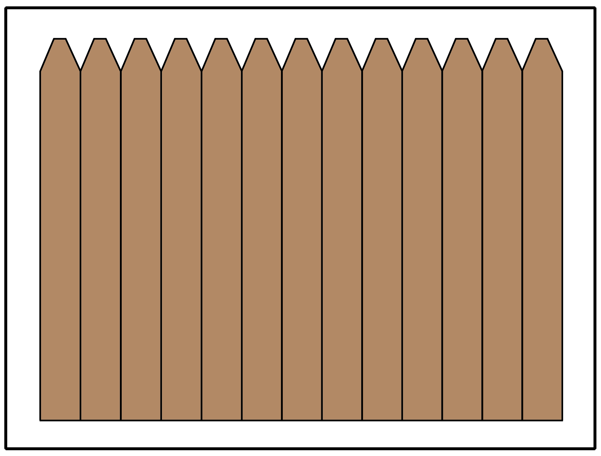 Illustration of a privacy fence using an angled picket