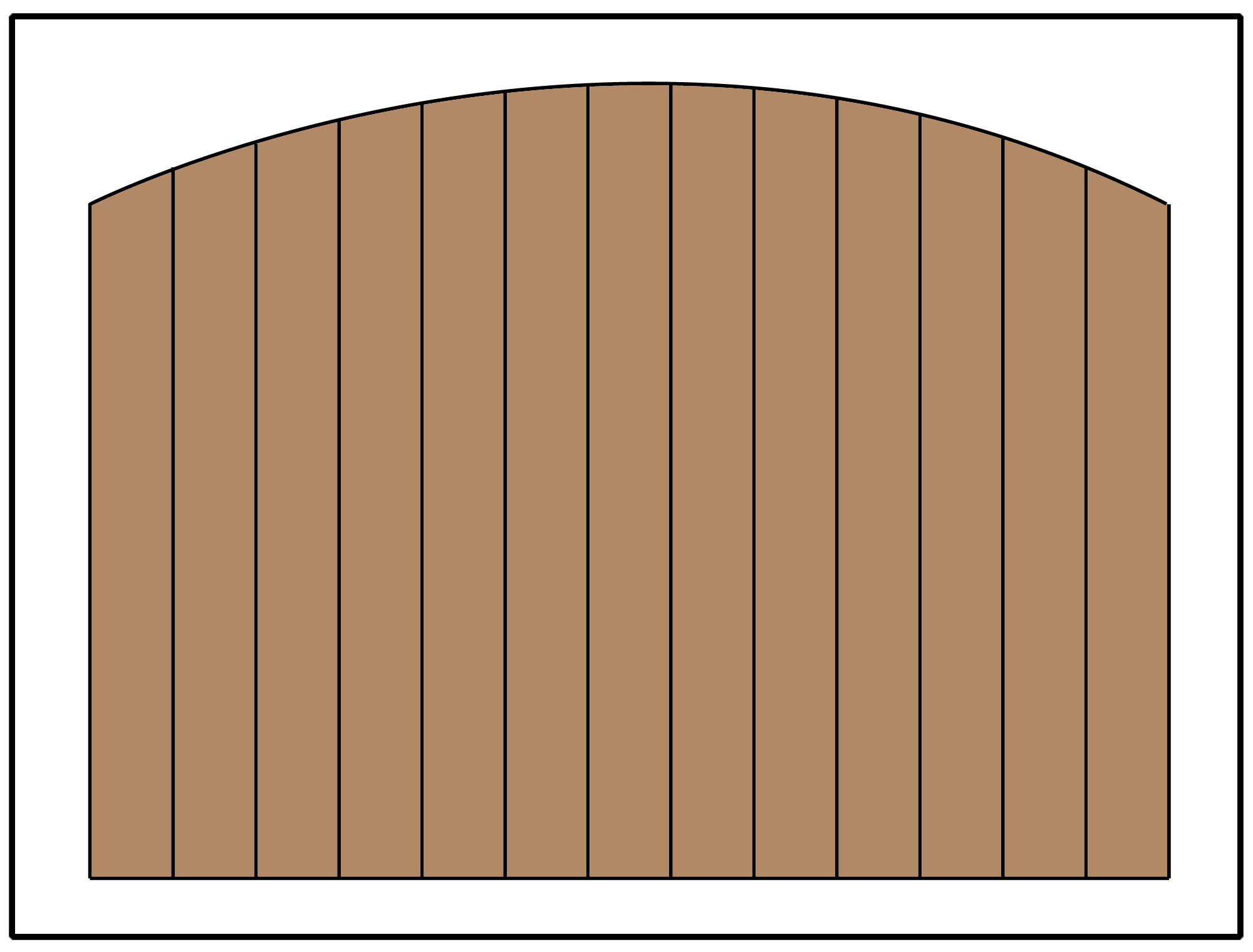 Illustration of a privacy fence with an arched curve in the panel