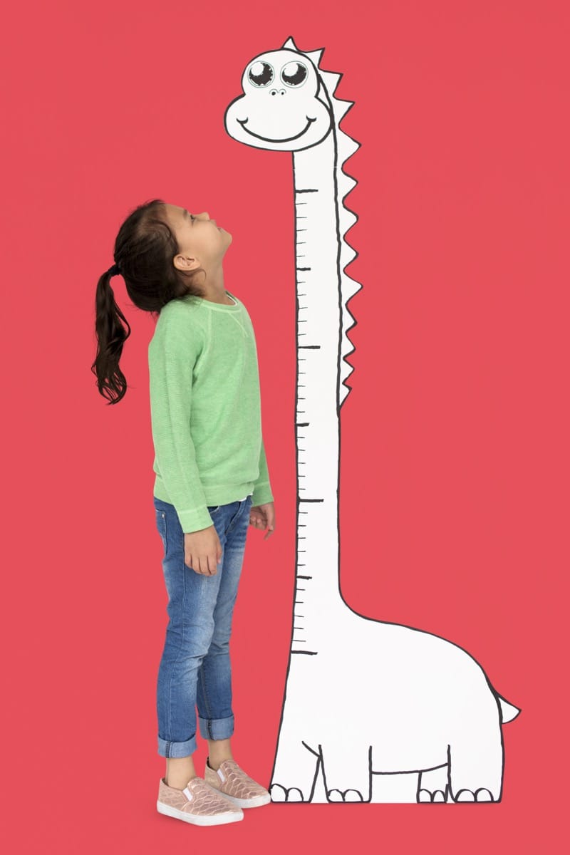 Child height measured using a growth chart