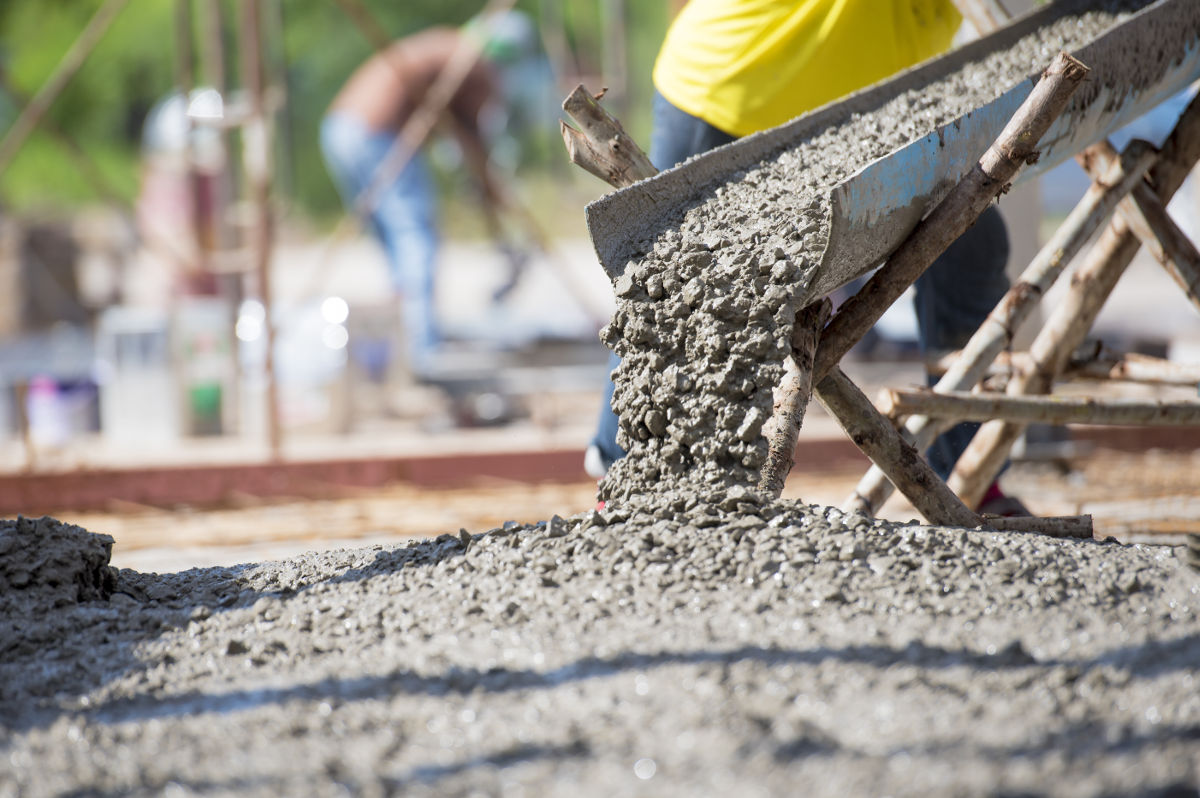 concrete being poured on a jobsite