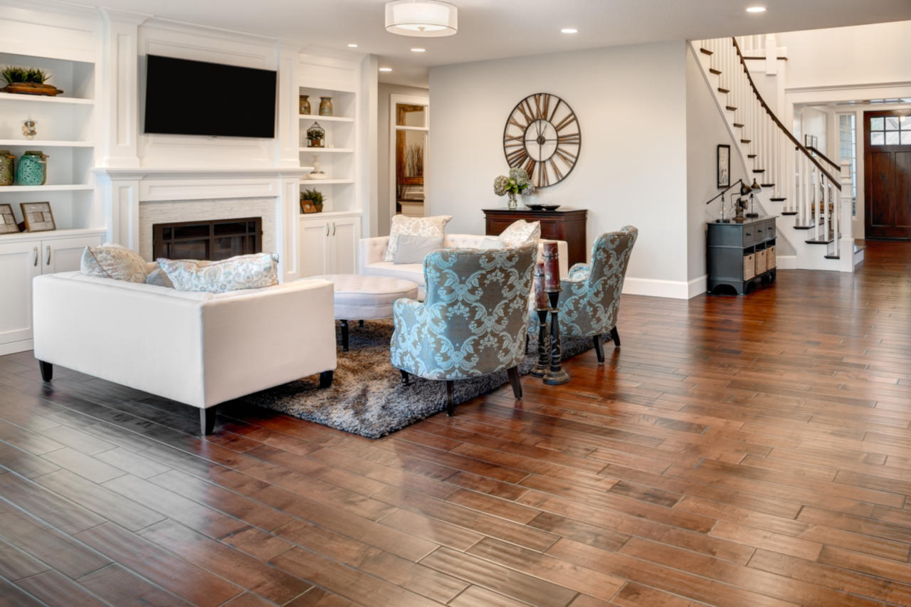 family room with new hardwood floors