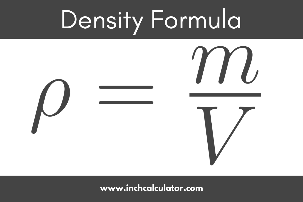 Illustration showing the formula to solve density is mass divided by volume.