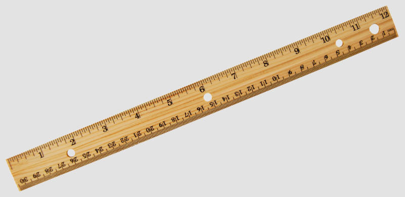standard 12" ruler with imperial measurement markings