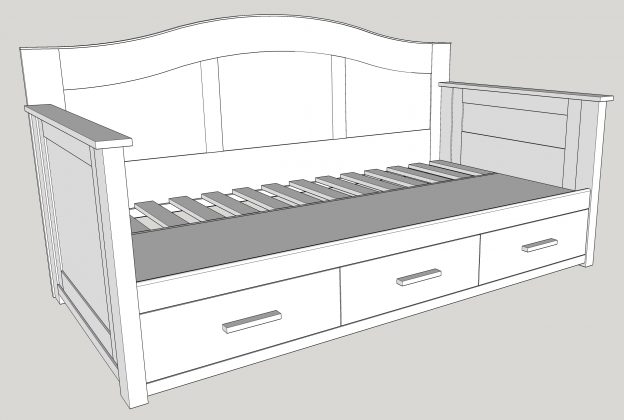 drawing of a twin-sized daybed