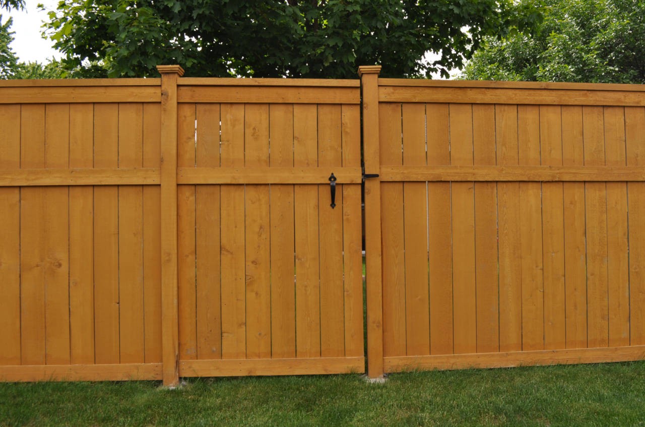 Wood fence with a gate