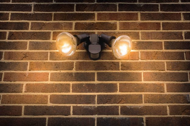 Floodlight on the outside of a home