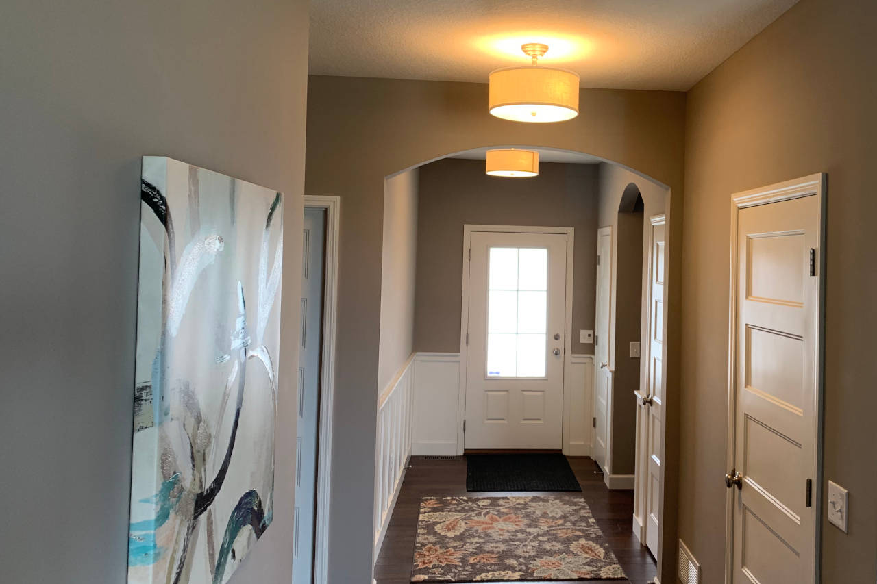 New light fixtures installed in an entryway