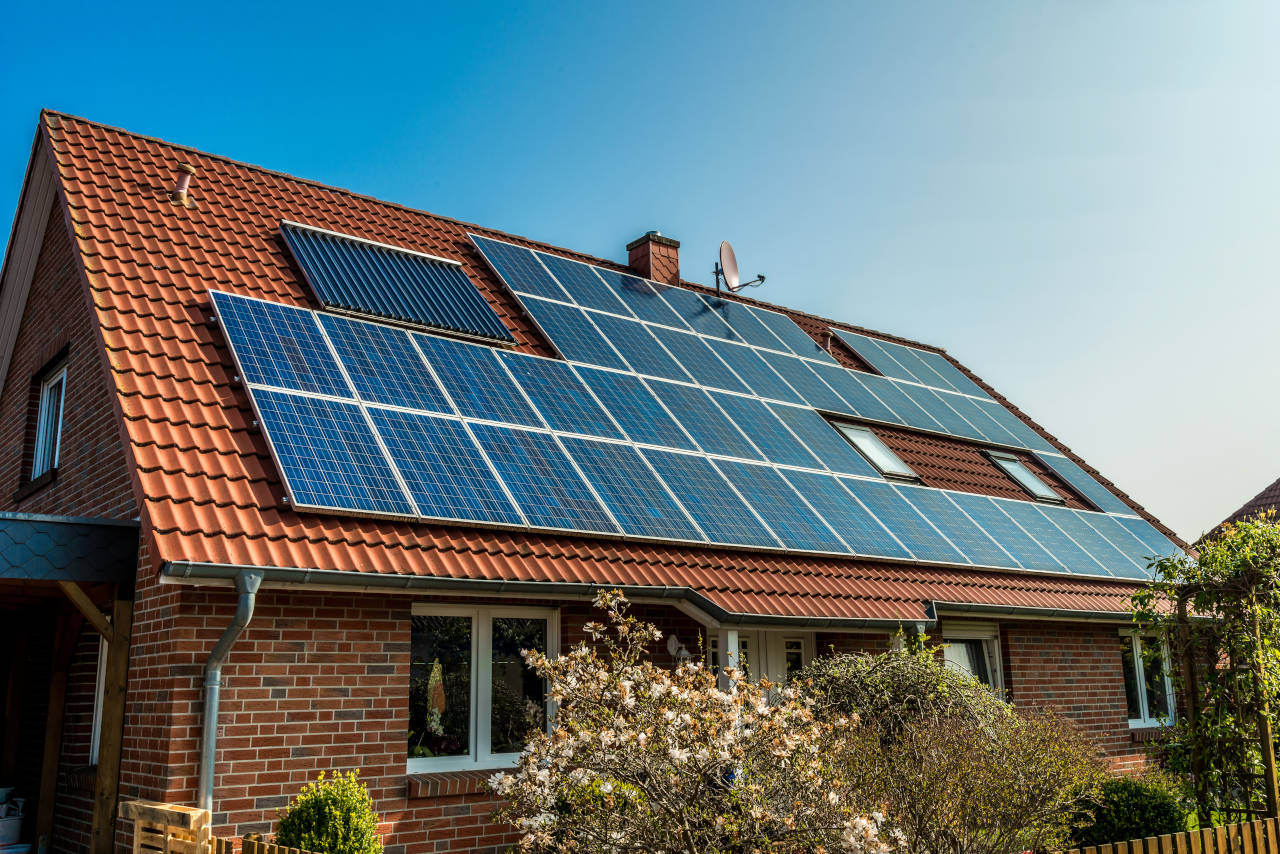 Solar panels installed on the roof of a home