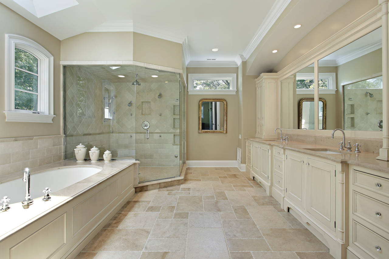 Bathroom tile floor and shower