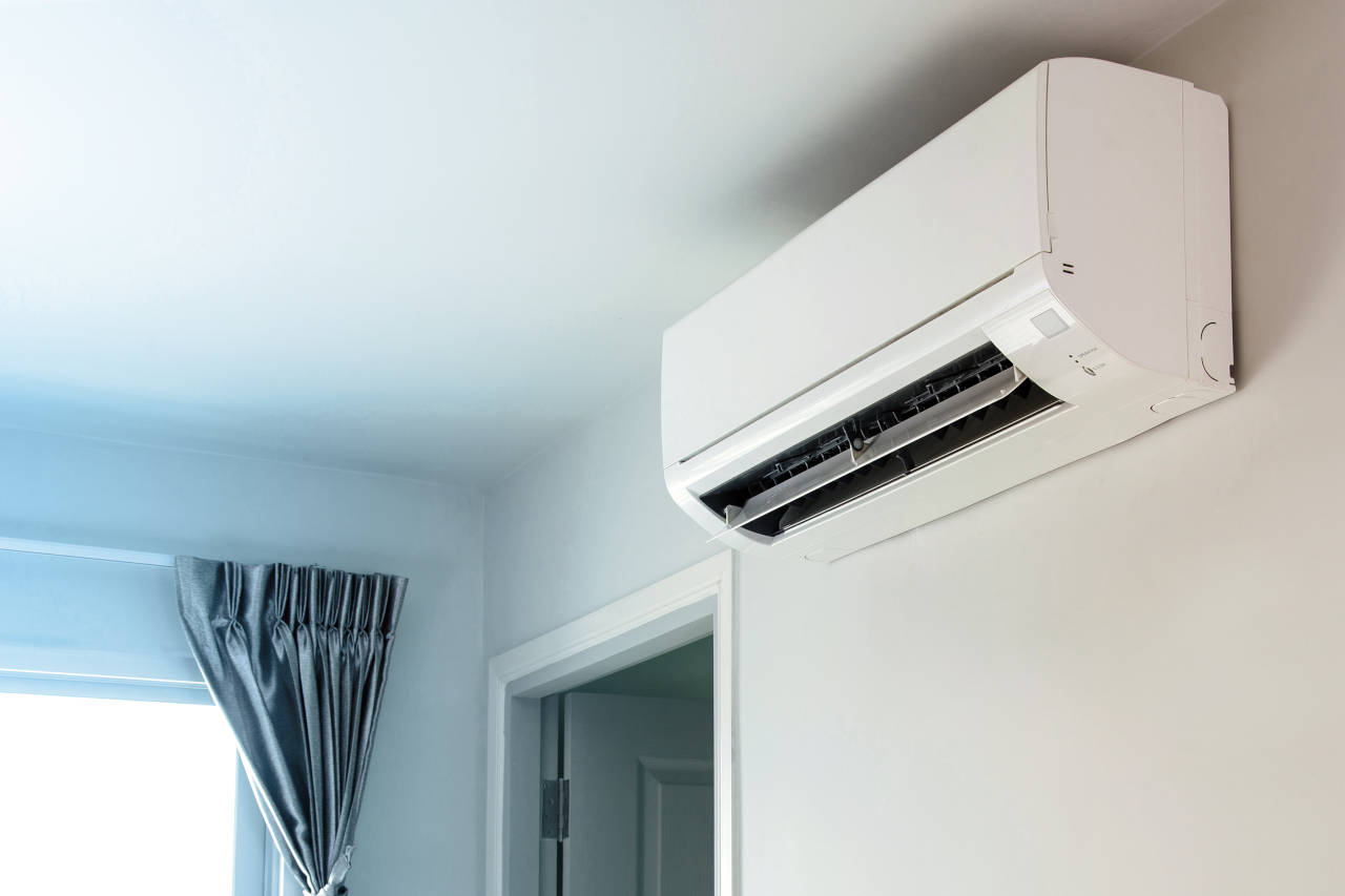 ductless mini-split unit mounted to wall