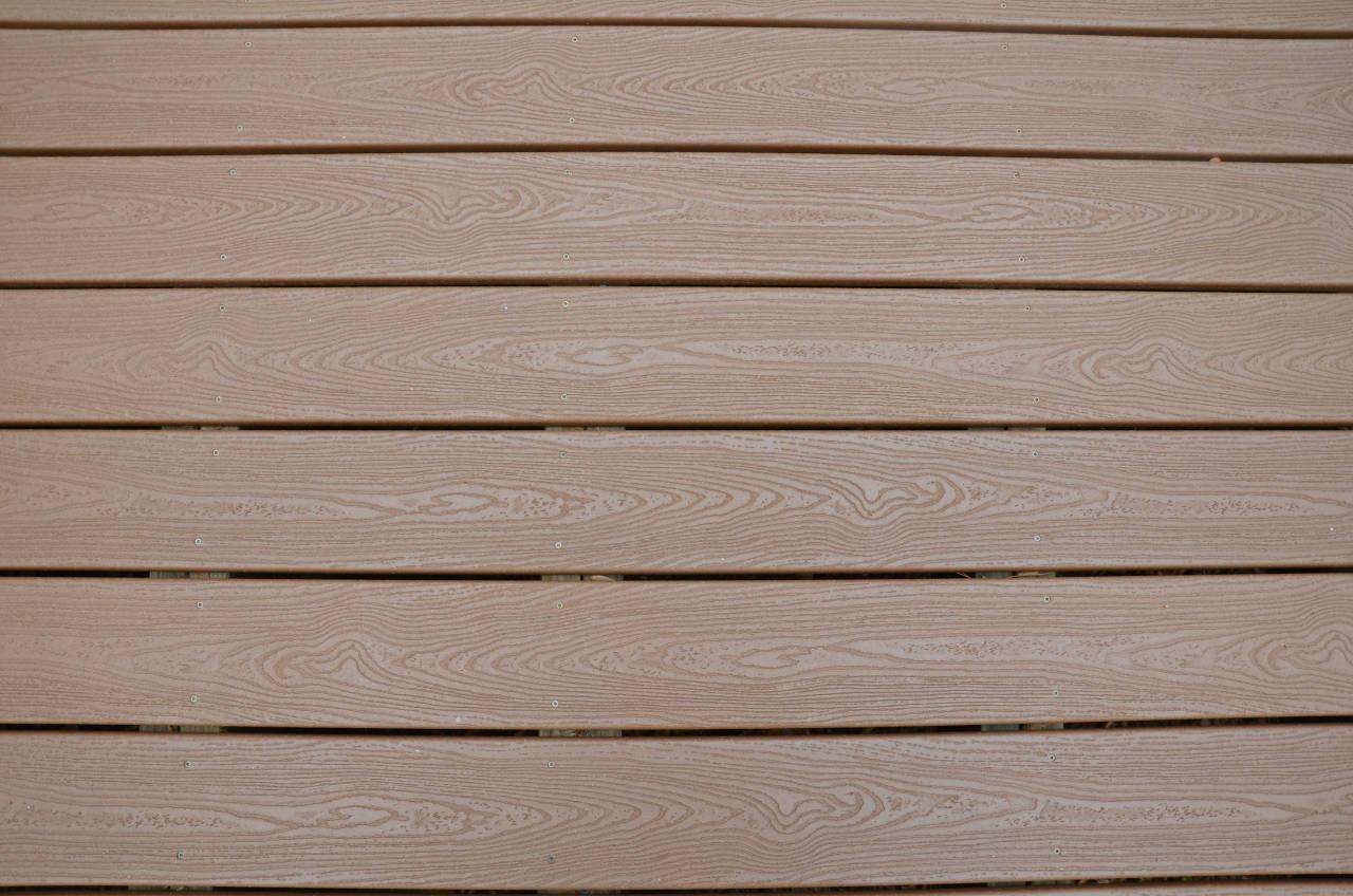 Brown composite deck flooring