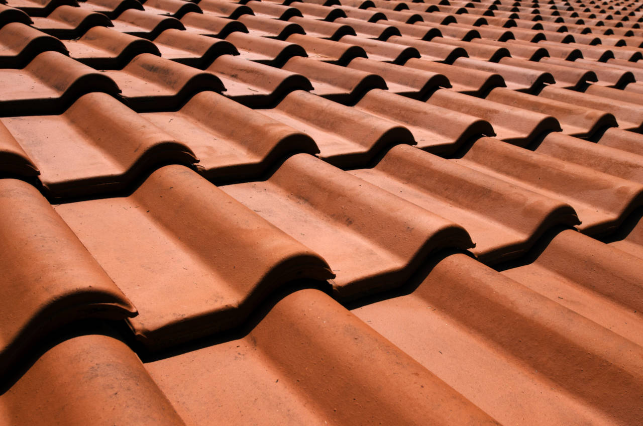 Roof installed with clay tiles