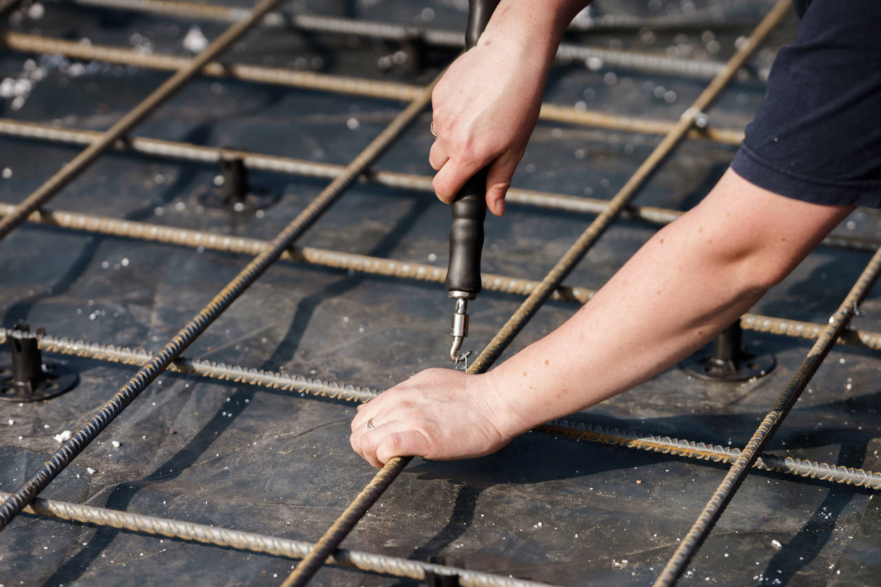 Rebar installed in a grid pattern to reinforce concrete slabs and prevent cracking