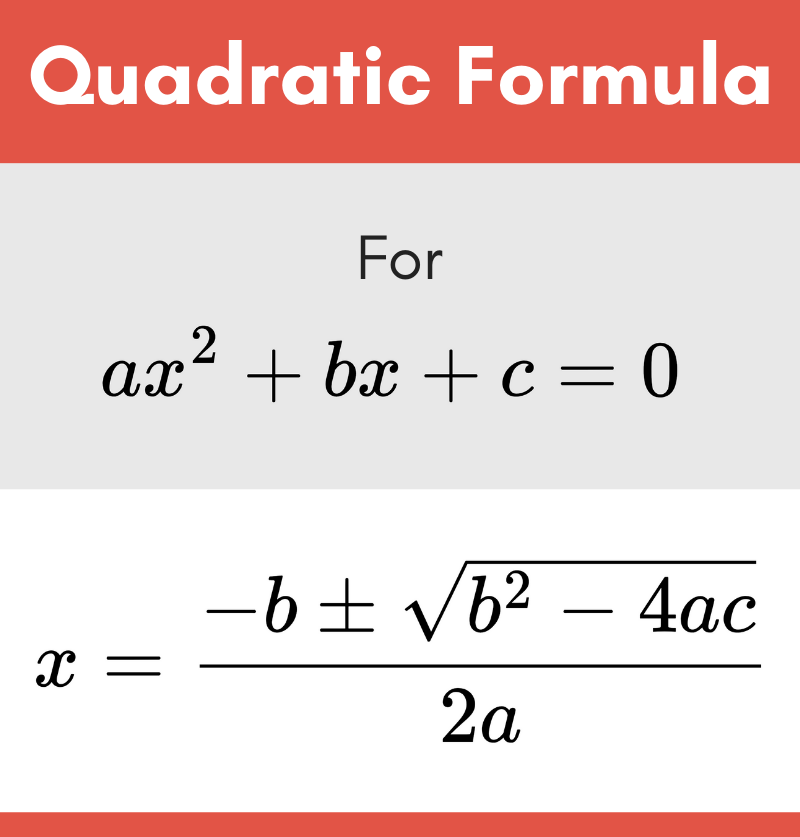 Quadratic formula used to solve quadratic equations