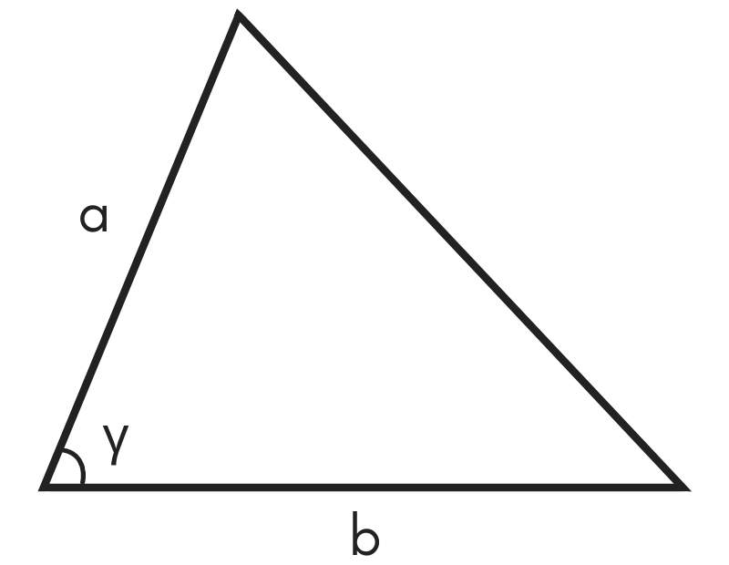 diagram of a triangle showing sides a & b and angle gamma