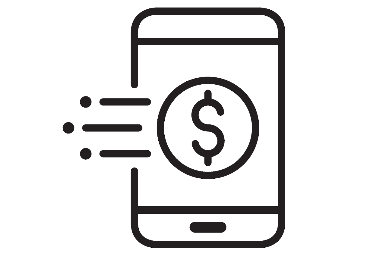 icon showing a phone being used for PayPal payments
