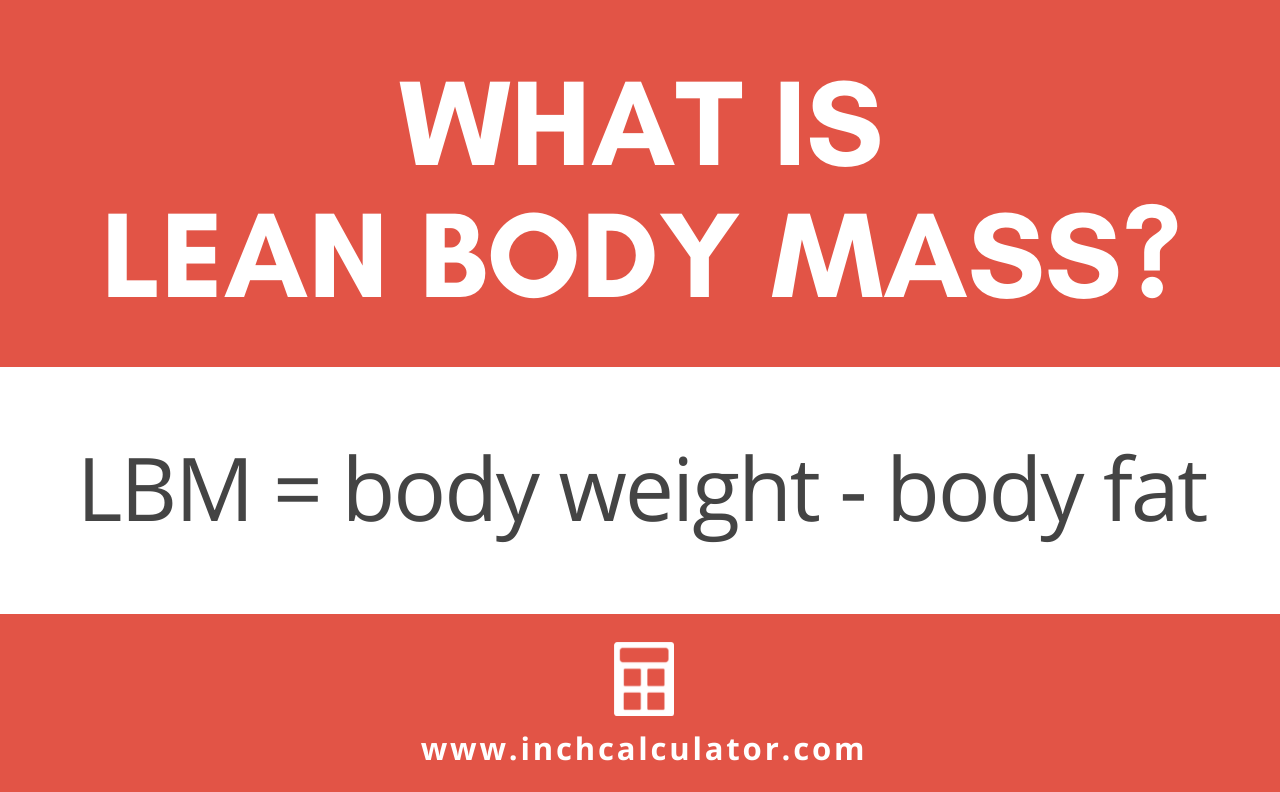 Formula showing that lean body mass is equal to body weight minus body fat.
