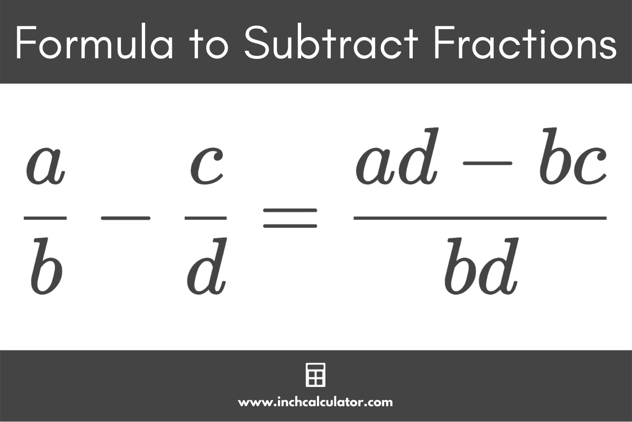 formula to add fractions showing that a/b minus c/d is equal to (ad - bc)/bd
