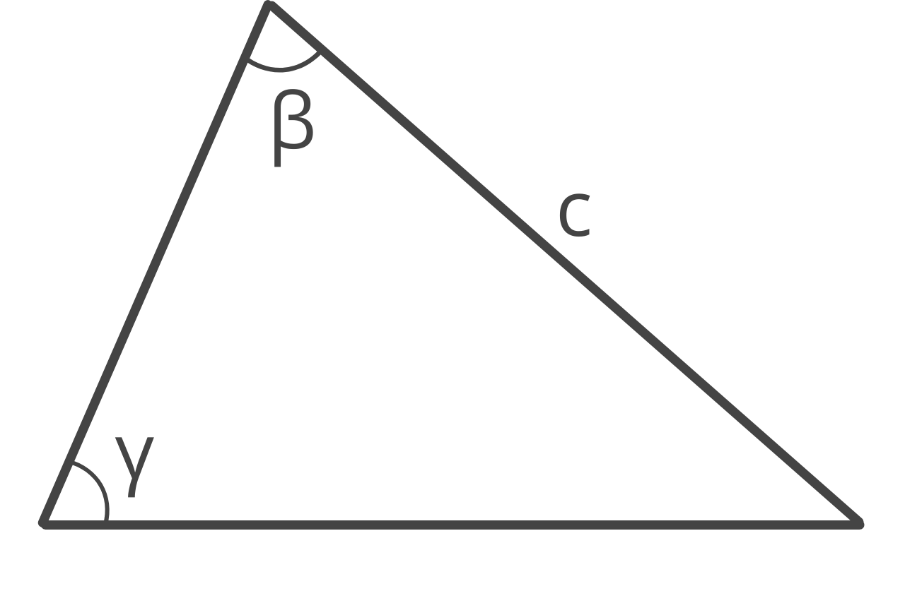 Diagram of a triangle showing angle beta, angle gamma, and side c
