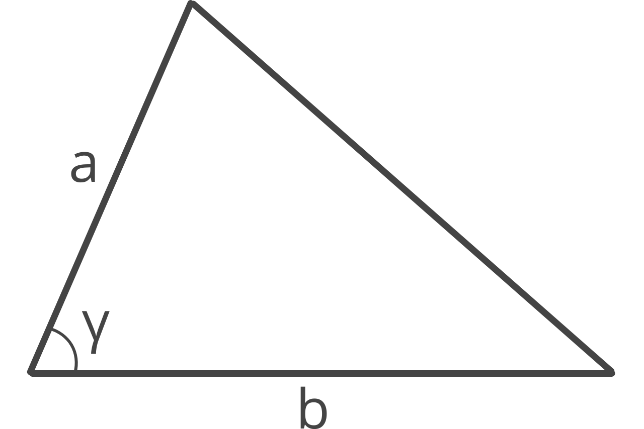 Diagram of a triangle showing side a, side b, and angle gamma