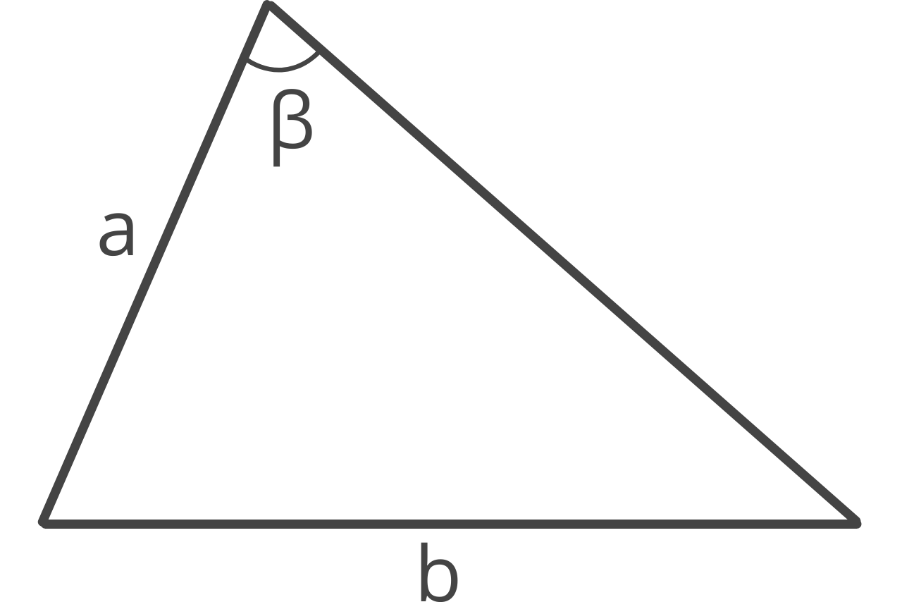 Diagram of a triangle showing side a, side b, and angle beta