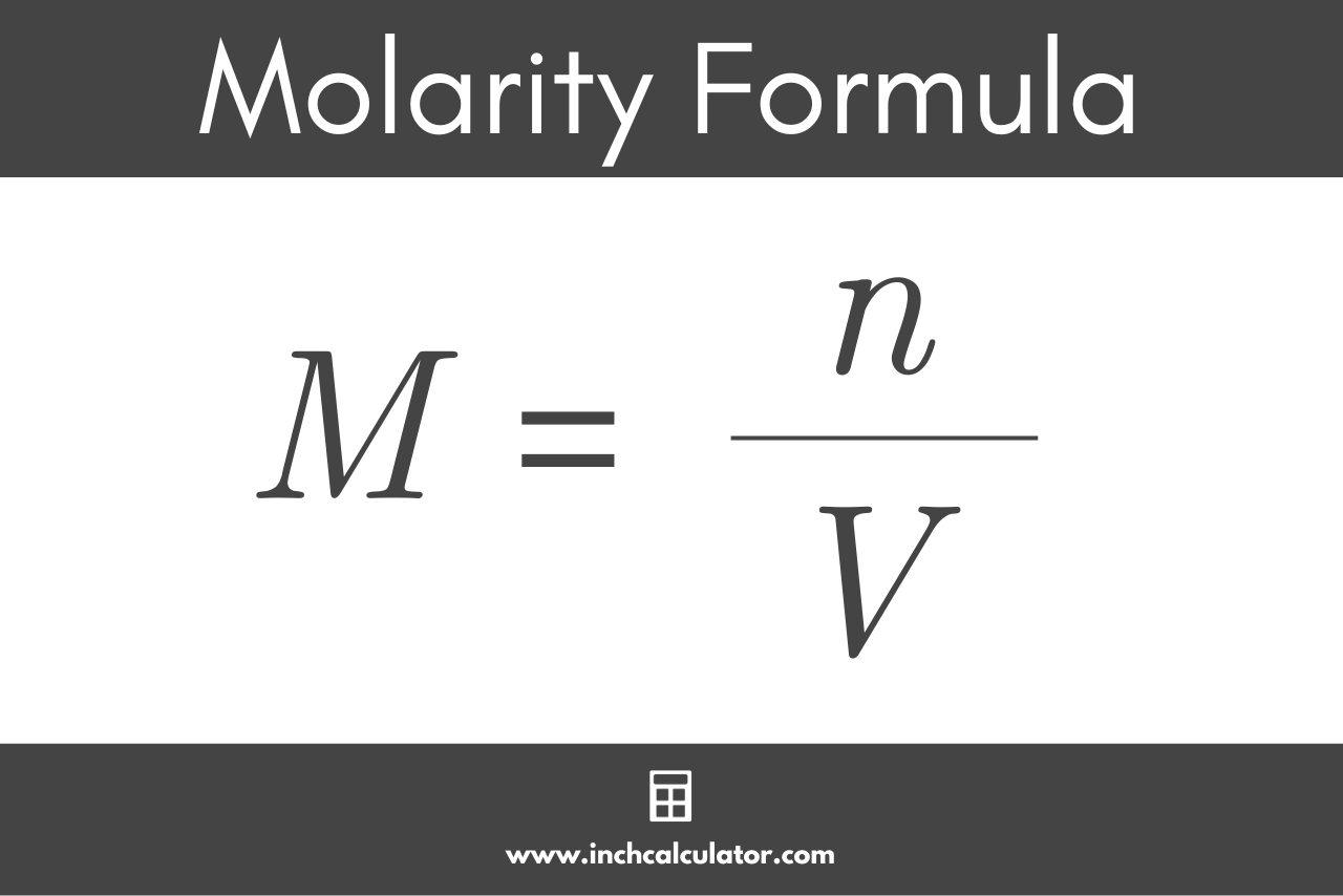 graphic showing the molarity formula where the molarity in mol/L is equal to the moles of solute divided by the volume of substance
