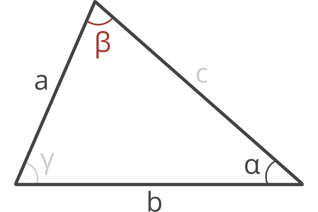 Diagram of a triangle showing angles alpha & beta and sides a & b