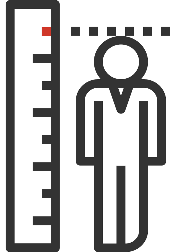 icon showing a ruler and person measuring their height