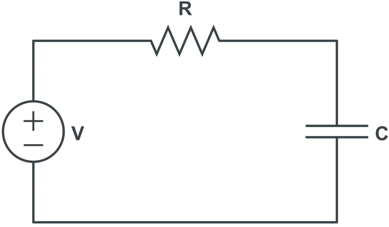 Diagram showing an RC circuit with the components in series