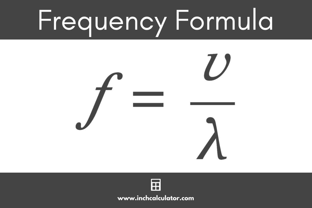Graphic showing the frequency formula where the frequency of a wave is equal to its velocity divided by its length.