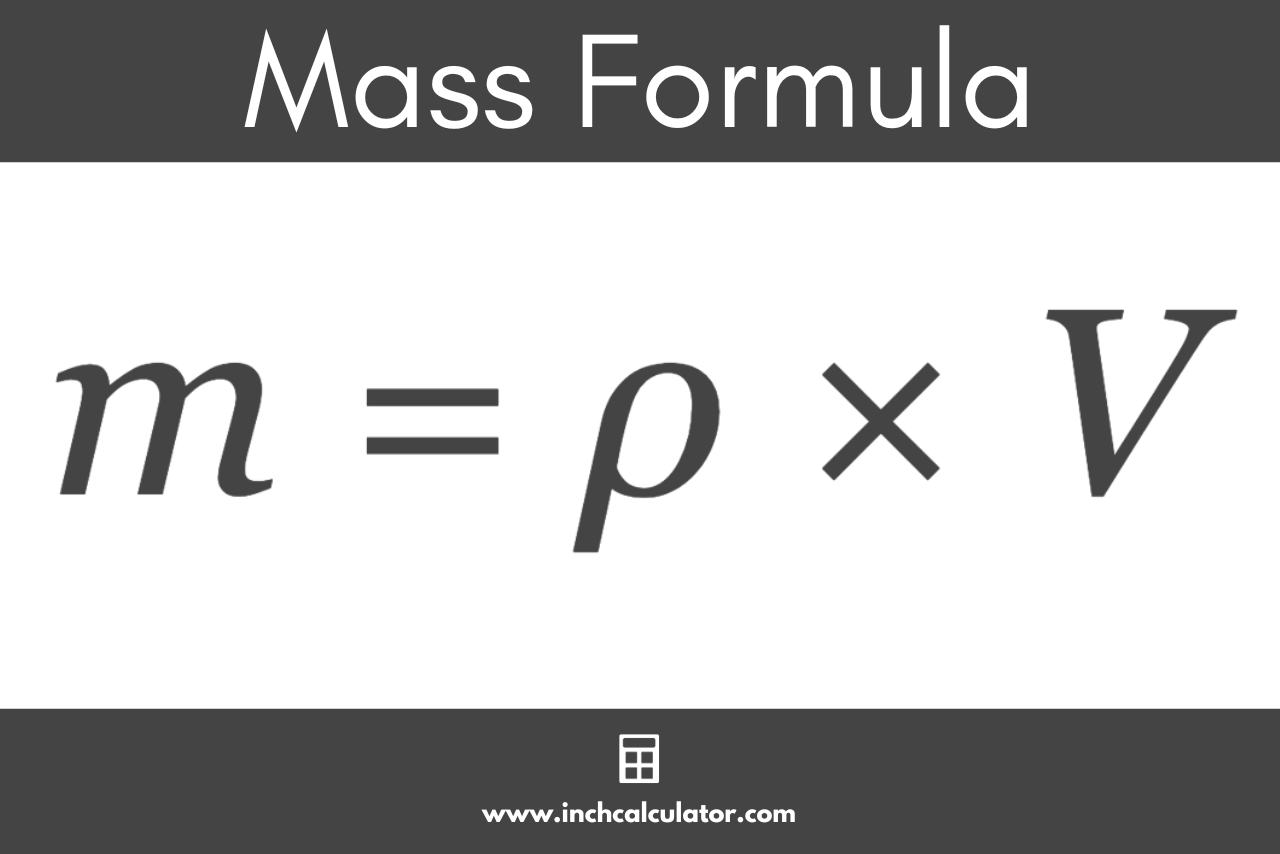 graphic showing the mass formula where mass is equal to the density times the volume.