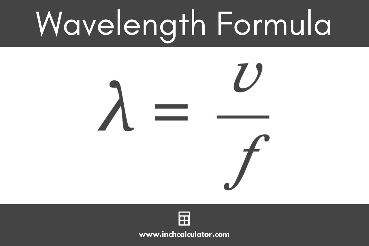 Graphic showing the wavelength formula where the length of a wave is equal to its velocity divided by its frequency.