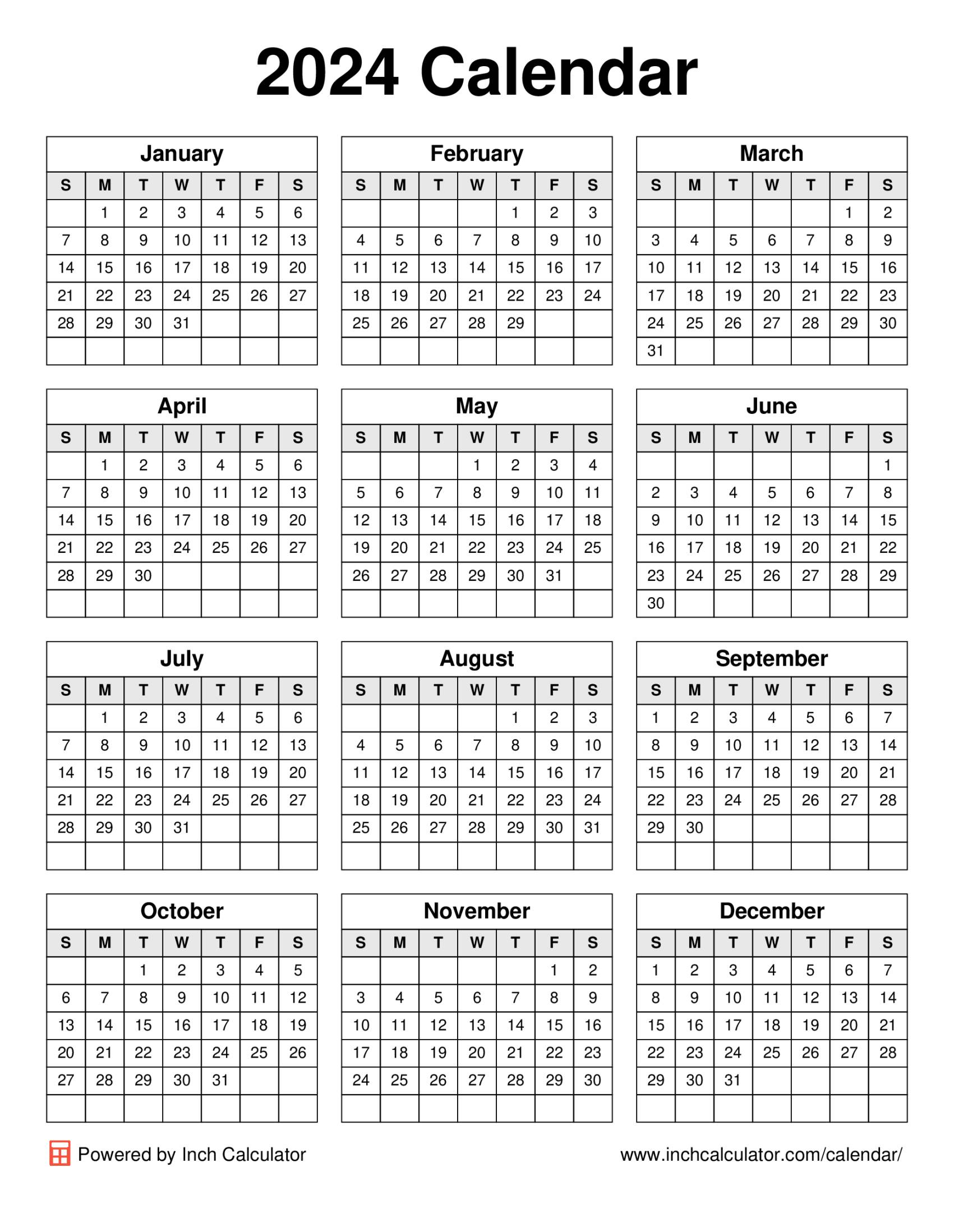 2024 calendar (portrait)