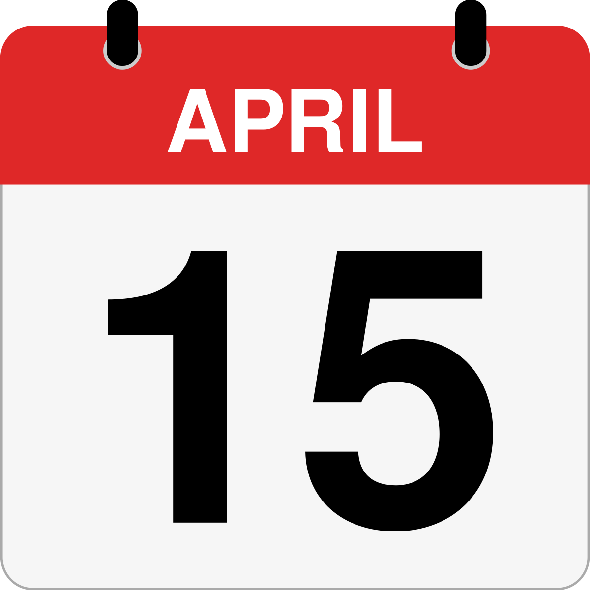 single day calendar graphic for April 15th